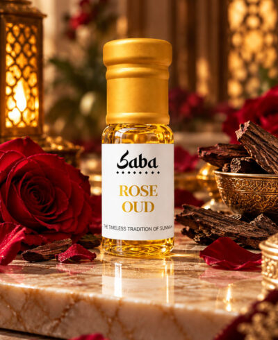 Rose Oud Attar concentrated alcohol-free roll-on bottle