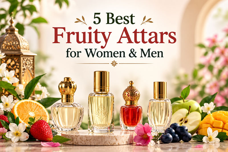 Curated collection of 5 best long-lasting fruity attar roll-on bottles by Perfume Saba